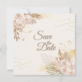 Rustikale Blush- und Gold-Blumen-Boho-Save-the-Dat