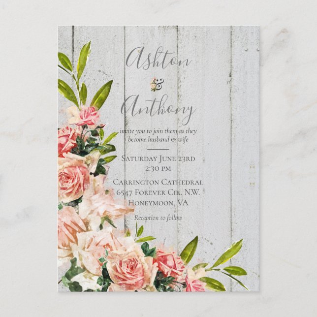 Rustikale Blush Wasserfarbe Blumenzwiebelblüte Hoc Postkarte (Vorderseite)