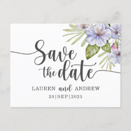 Rustikale Blüte Lila Save the Date Postkarte