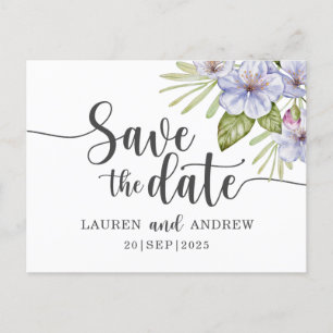 Rustikale Blüte Lila Save the Date Postkarte
