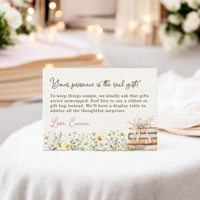 Rustikale Blüte ohne Geschenk Wrap Brautparty Disp Begleitkarte (Rustic Floral No Gift Wrap Bridal Shower Display Enclosure Card)