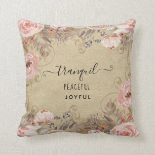 Rustikale Blüte Pfirsich Floral Ruhe Friedliche F Kissen