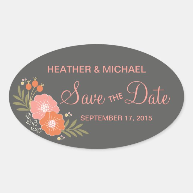 Rustikale Blüte Save the Date Ovaler Aufkleber (Vorderseite)