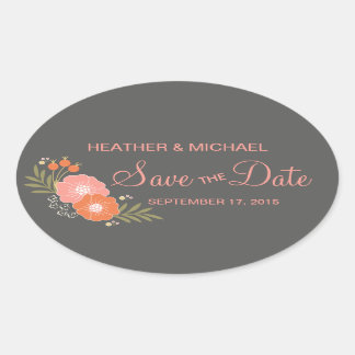 Rustikale Blüte Save the Date Ovaler Aufkleber