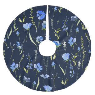 Rustikale Blüten: botanische Illustration. Polyester Weihnachtsbaumdecke