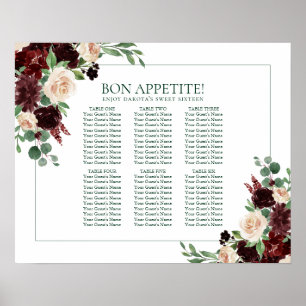 Rustikale Blüten   Terracotta Marsala 6 Tafelsitze Poster