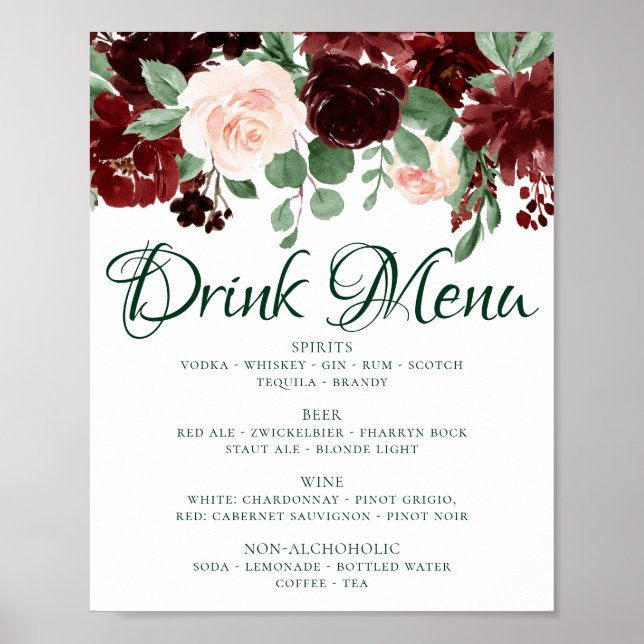 Rustikale Blüten | Terracotta Marsala Red Drink Me Poster (Vorne)