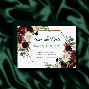 Rustikale Blüten   Terracotta und Marsala Rote Flo Save The Date