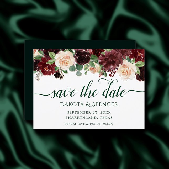 Rustikale Blüten | Terracotta und Marsala Rote Gar Save The Date (Von Creator hochgeladen)