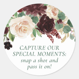 Rustikale Blüten | Terracotta und Marsala Rote Kam Runder Aufkleber