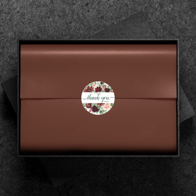 Rustikale Blüten | Terracotta und Marsala Vielen D Runder Aufkleber (Von Creator hochgeladen)