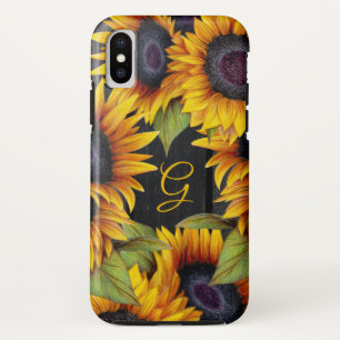 Rustikale Blütenblumen Gelbholz-Monogramm Case-Mate iPhone Hülle