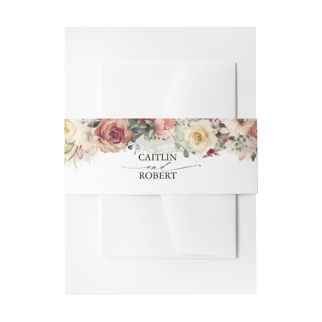 Rustikale Blütenfall-Blume und Hochzeit im Grünen Einladungsbanderole (Vorderseite Beispiel)