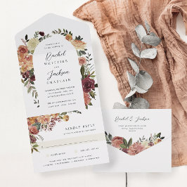 Rustikale Blütenfarbenblütenhochzeit All In One Einladung