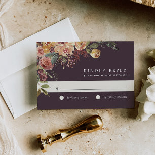 Rustikale Blütenfarbenblütenhochzeit RSVP Karte