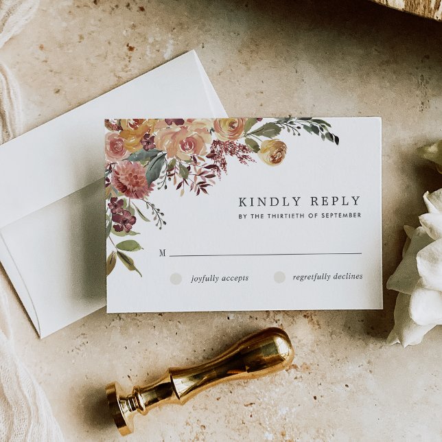 Rustikale Blütenfarbenblütenhochzeit RSVP Karte (Von Creator hochgeladen)
