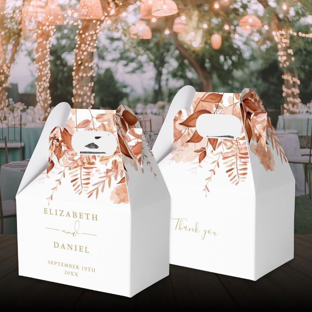 Rustikale Blütengoldherbst-Hochzeit im Herbst Geschenkschachtel (Rustic Floral Gold Autumn Fall Wedding Favor Boxes)