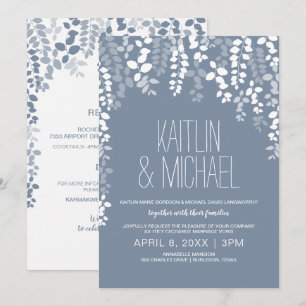 Rustikale Blütenhochzeit (Dusty Blue) Einladung