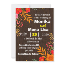 Rustikale Blütenhochzeit Einladung mit Holz