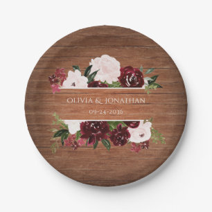 Rustikale Blütenhochzeit Pappteller