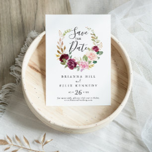 Rustikale Blütenhochzeit und botanische Foliage Save The Date