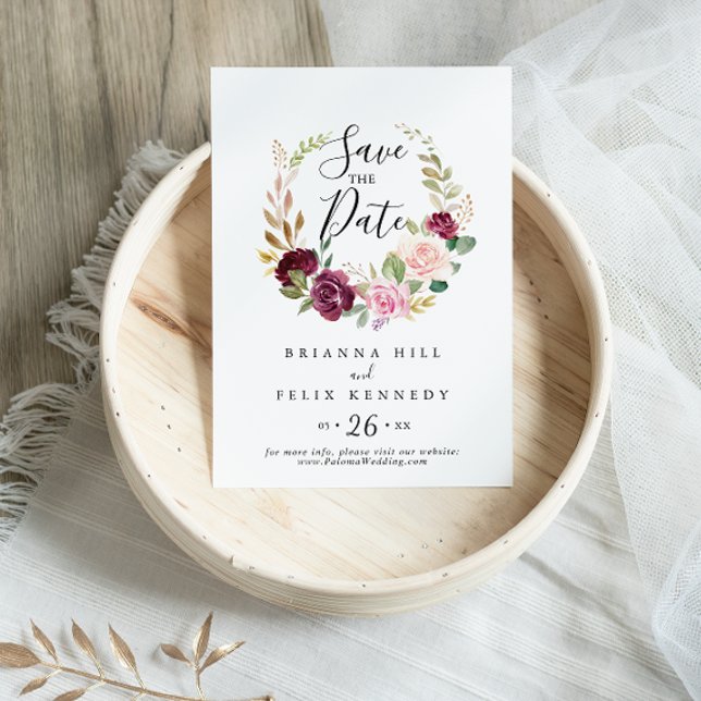 Rustikale Blütenhochzeit und botanische Foliage Save The Date (Von Creator hochgeladen)
