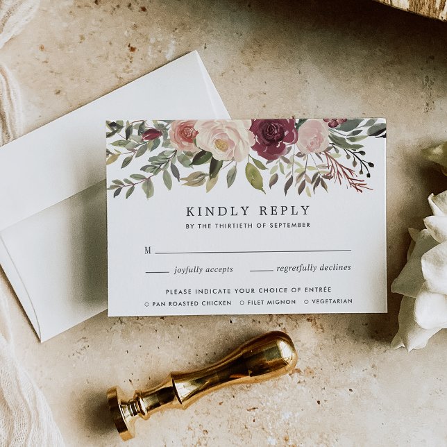 Rustikale Blütenkarte mit Wahlmöglichkeit RSVP Karte (Von Creator hochgeladen)