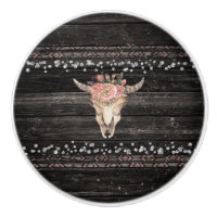 Rustikale Blütenkuh Skull Boho Chic Glam Silver Wo