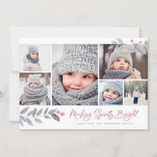 Rustikale Blütenmärchen, Bright Multi-Foto Collage Feiertagskarte