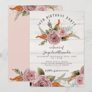 Rustikale Blütenpeony Dusty Pink Wasserfarbe Gebur Einladung
