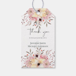 Rustikale Blütenpink-Blütenhochzeit Geschenkanhänger