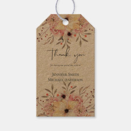 Rustikale Blütenpink-Blütenhochzeit Geschenkanhänger