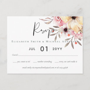 Rustikale Blütenpink-Blütenzeit RSVP Postkarte