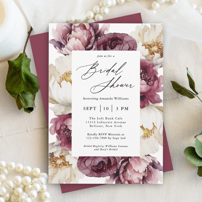 Rustikale Blütenreichweite Weibliches Brautparty Einladung (A beautifully feminine rustic botanical bridal shower invitation to personalize for your event.)