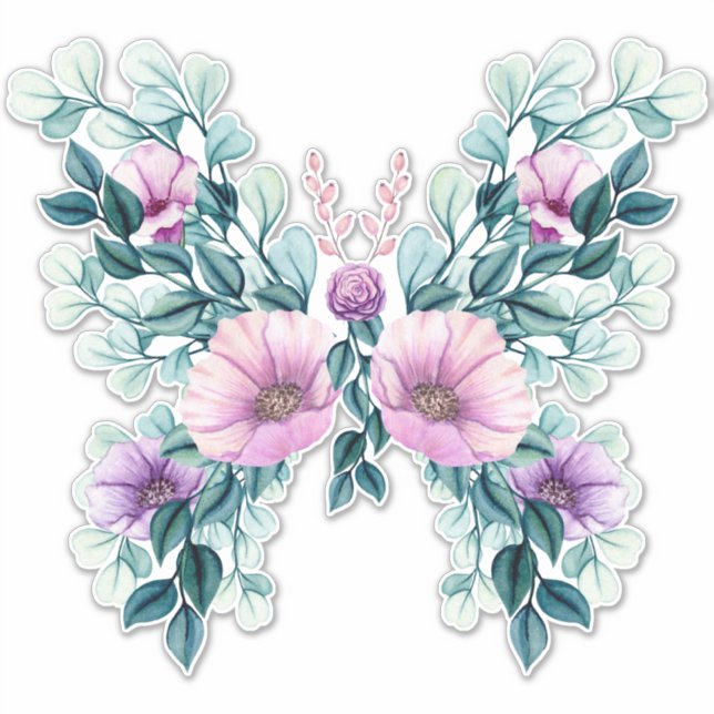 Rustikale Blütenschmetterlinge Aufkleber (Vorderseite)