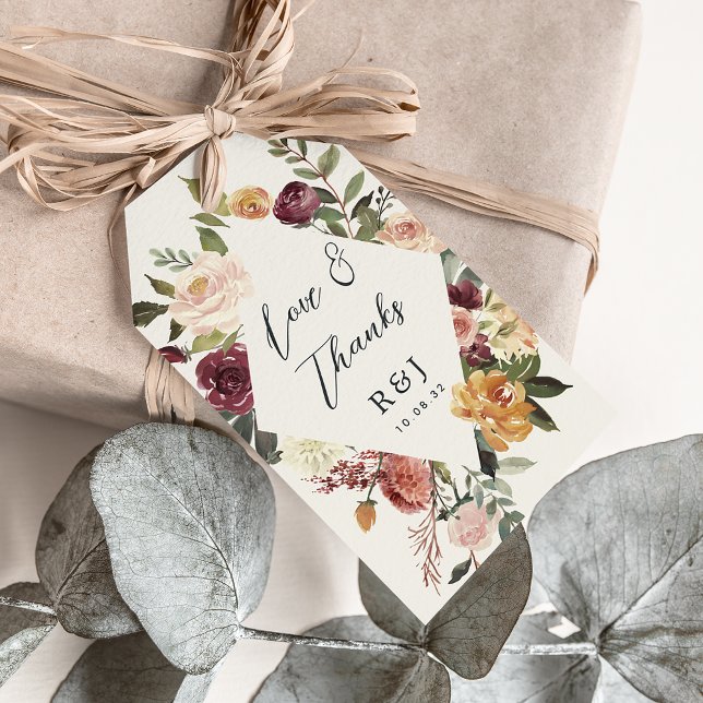 Rustikale blutfarbene Gastgeschenk Hochzeit Geschenkanhänger (Von Creator hochgeladen)