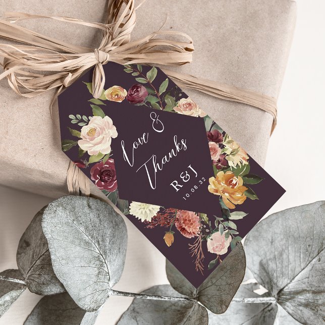 Rustikale blutfarbene Gastgeschenk Hochzeit Geschenkanhänger (Von Creator hochgeladen)
