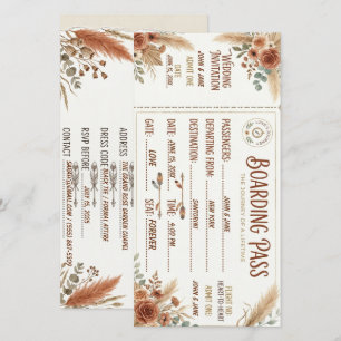 Rustikale Boarding Pass Save-the-Date Hochzeitskar Save The Date