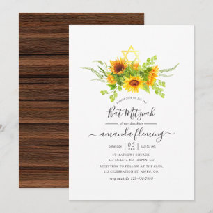 Rustikale Bohemian-Sonnenblumen Bat Mitzvah Einladung
