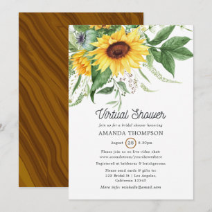 Rustikale Bohemian-Sonnenblumen-Virtual-Shower Einladung