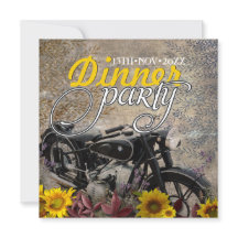 Rustikale Bohemien-Sonnenblumen-Motorrad-Abendpart