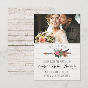 Rustikale Bohemisch Arrow Rose Hochzeitsankündigun Einladung