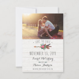 Rustikale Bohemische Arrow-Hochzeit speichert das Save The Date
