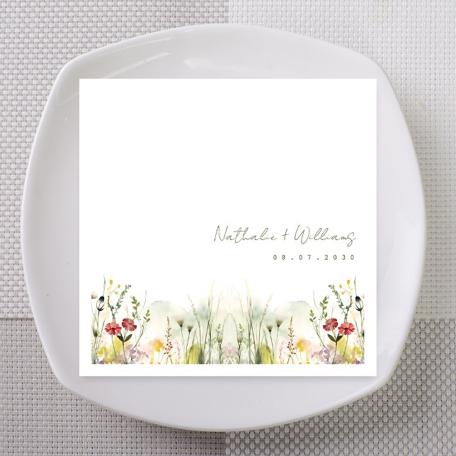 Rustikale Bohemische Grüne Personalisierte Hochzei Serviette (Rustic Bohemian Greenery Personalized Wedding Napkins with Couple Name)