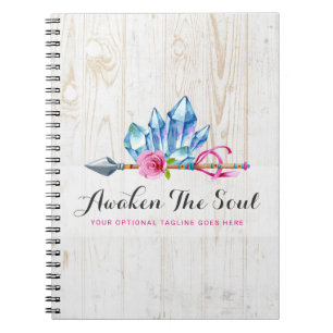 Rustikale Bohemische Kristallsteine und Arrow Wass Notizblock