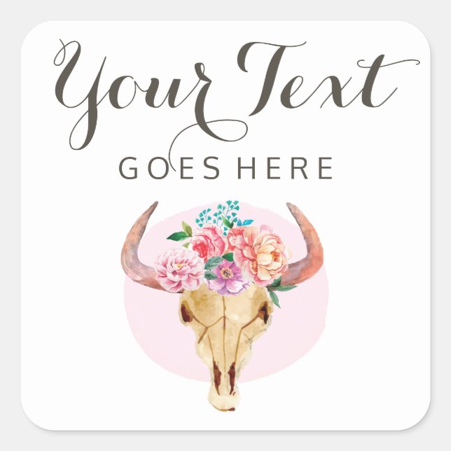 Rustikale Bohemische Kuhschäume Wasserfarben Blüte Quadratischer Aufkleber (Vorderseite)