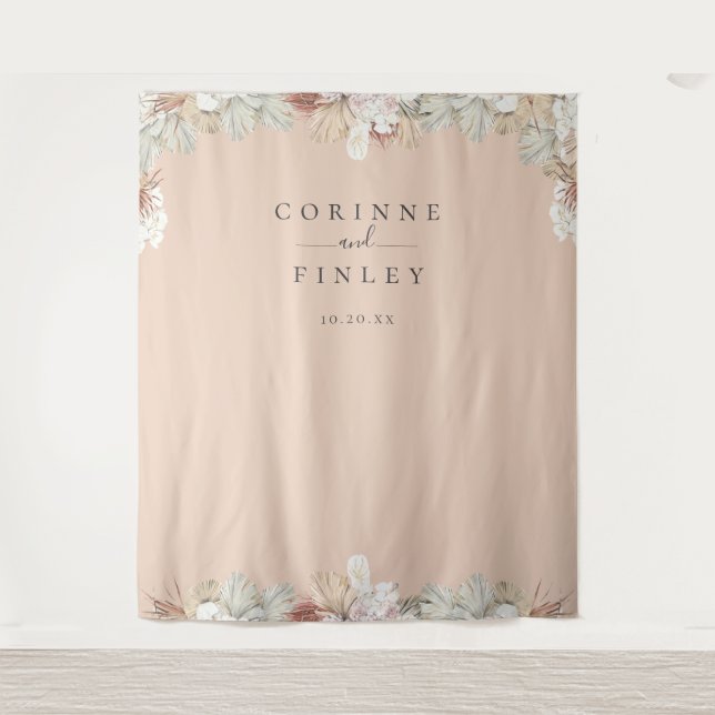 Rustikale Bohemische Oase Rahmen Foto Hintergrund Wandteppich (Vorderseite)