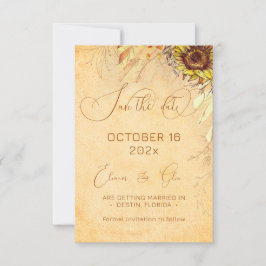 Rustikale Bohemische Sonnenblumenhochzeit Save The Date