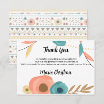 Rustikale Boho-Baby-Shower-Dankeskarte