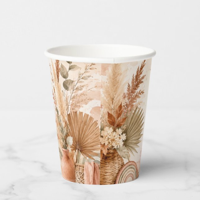 Rustikale Boho-Baby-Shower-Papiertasse Pappbecher (Rechts)
